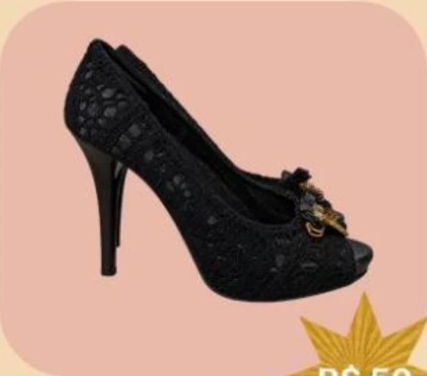 Sapato de salto vintage preto